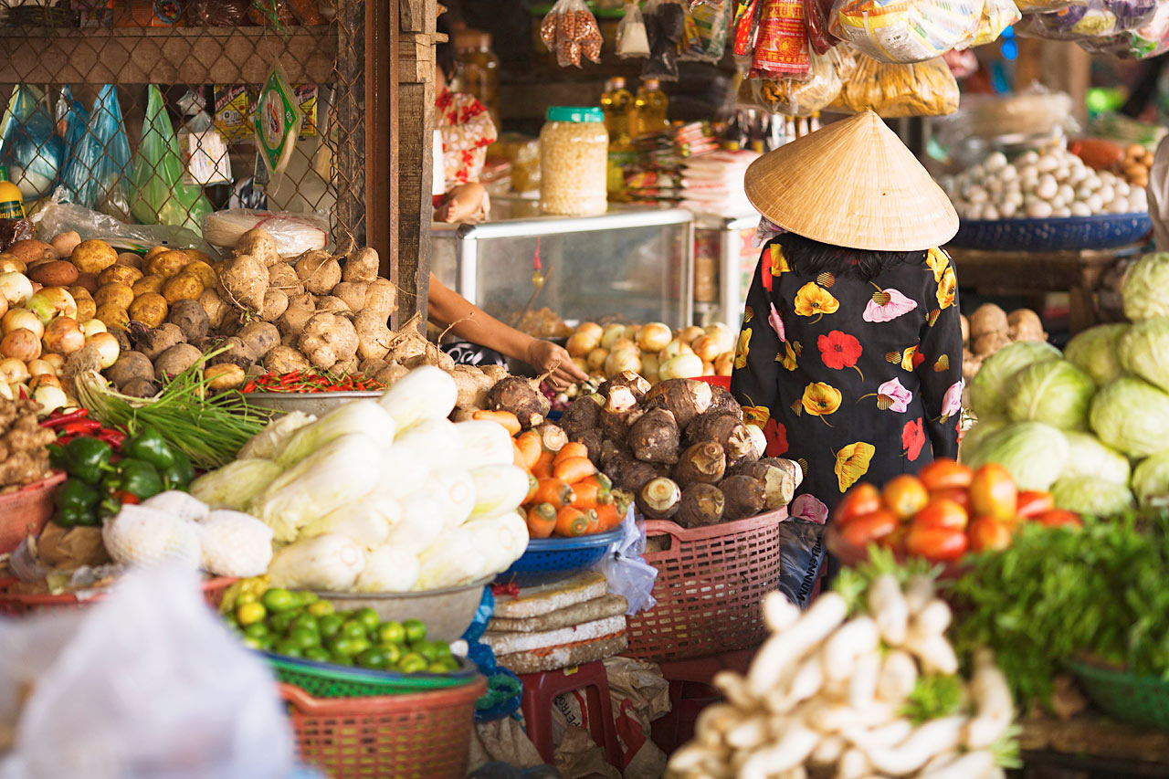Grønnsaksmarked i Duong Dong, Phu Quoc, Vietnam.