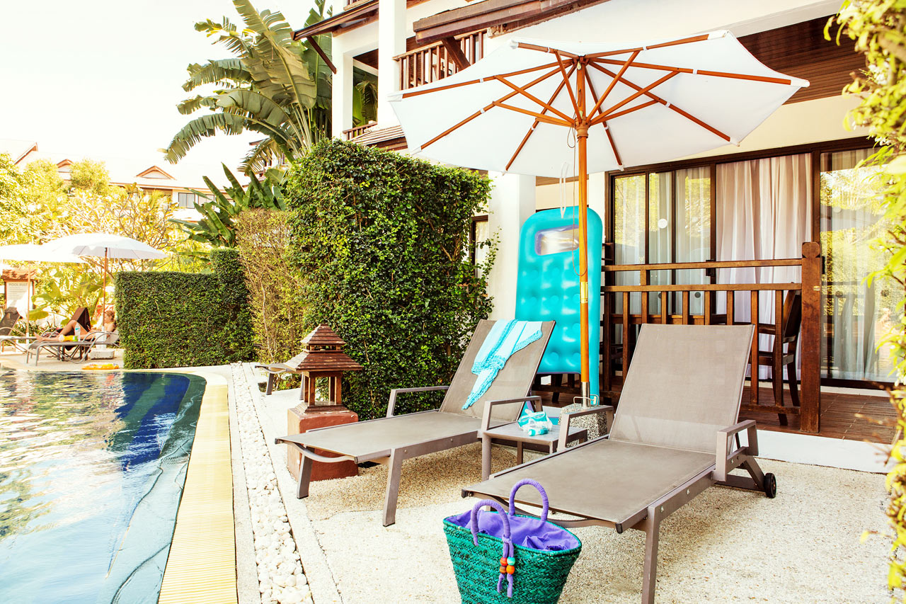 1-romssuite Royal Family Suite. Terrasse med direkte utgang til basseng.