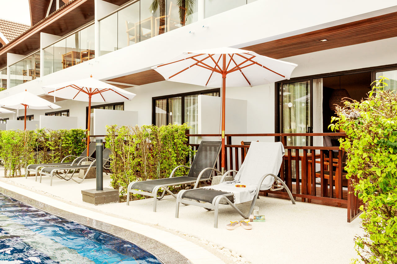 1-roms ROYAL POOL SUITE med terrasse med direkte utgang til hotellets basseng