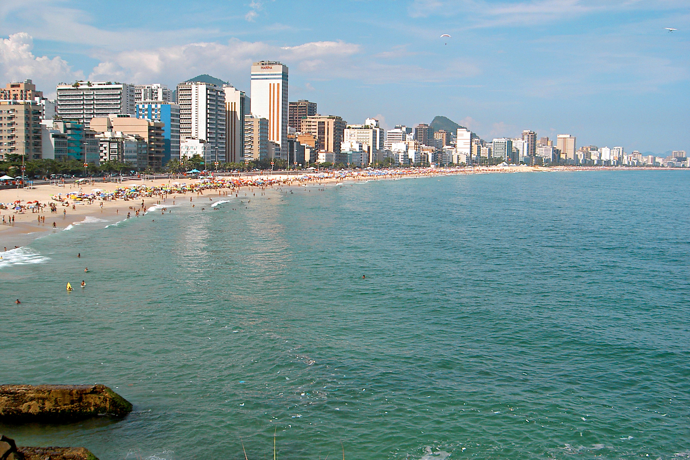 Utsikt over stranden Copacabana, Rio de Janeiro