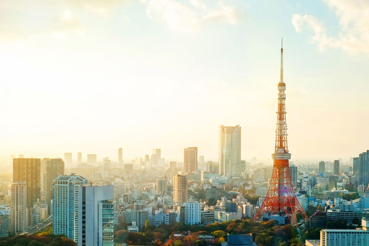 Tokyo Tower og utsikt over omgivelsene